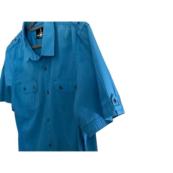Men's XXL Blue Button-Up Shirt Jeans by Buffalo Short Sleeve Casual Fit New - Picture 10 of 12